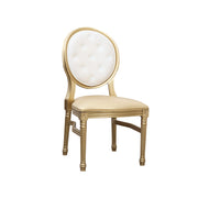 Louis Resin Chair Oval Tufted Back Gold | Modern Dinning Chair