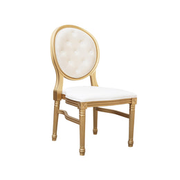 Louis Resin Chair Oval Tufted Back Gold | Modern Dinning Chair