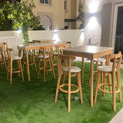Wooden Bar Stool | Natural Wood Bar Stool with White Cushion