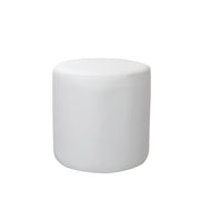White leather ottoman pouf on a white background