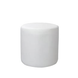 White leather ottoman pouf on a white background