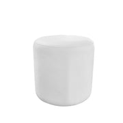 White cylindrical ottoman pouf on a white background