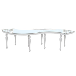 White round table with glass top on a white background