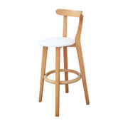 Wooden Bar Stool | Natural Wood Bar Stool with White Cushion