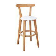 Wooden Bar Stool | Natural Wood Bar Stool with White Cushion