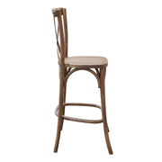 Wooden bar stool with a white background