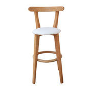 Wooden Bar Stool | Natural Wood Bar Stool with White Cushion