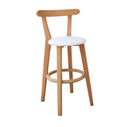 Wooden Bar Stool | Natural Wood Bar Stool with White Cushion