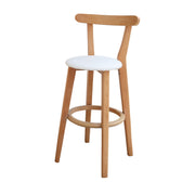 Wooden Bar Stool | Natural Wood Bar Stool with White Cushion