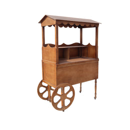 Wooden cart with a canopy on a white background