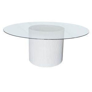 Terra White Glass Top Dinning Table