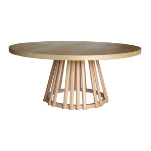 Stripe Base Round Wood Table