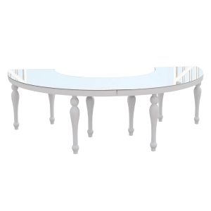 white halfmoon table