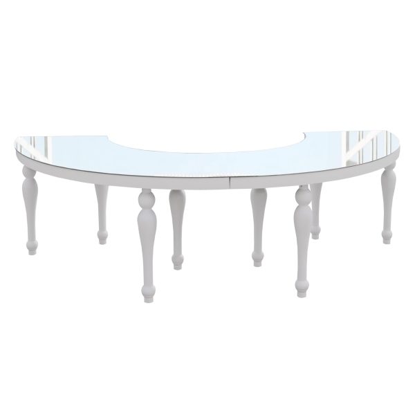 Top White Halfmoon Mirror Table